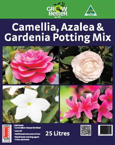 camellia potting soil mix Camellia, Azalea & Gardenia Potting Mix Grow Better 25L – General Store